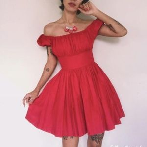 Loretta Dress in Solid Cardinal Red COTTON